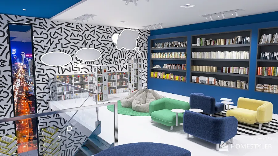 Bookstore and library 3d design renderings