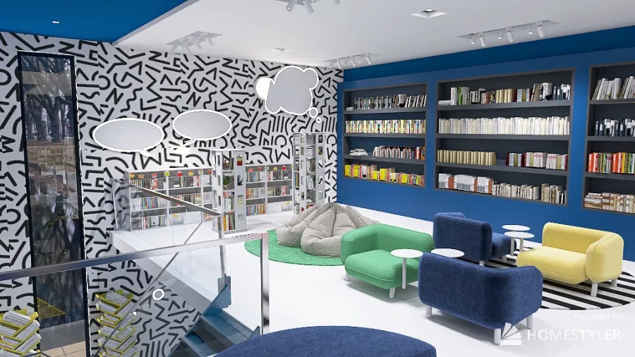 Bookstore and library 3d design renderings
