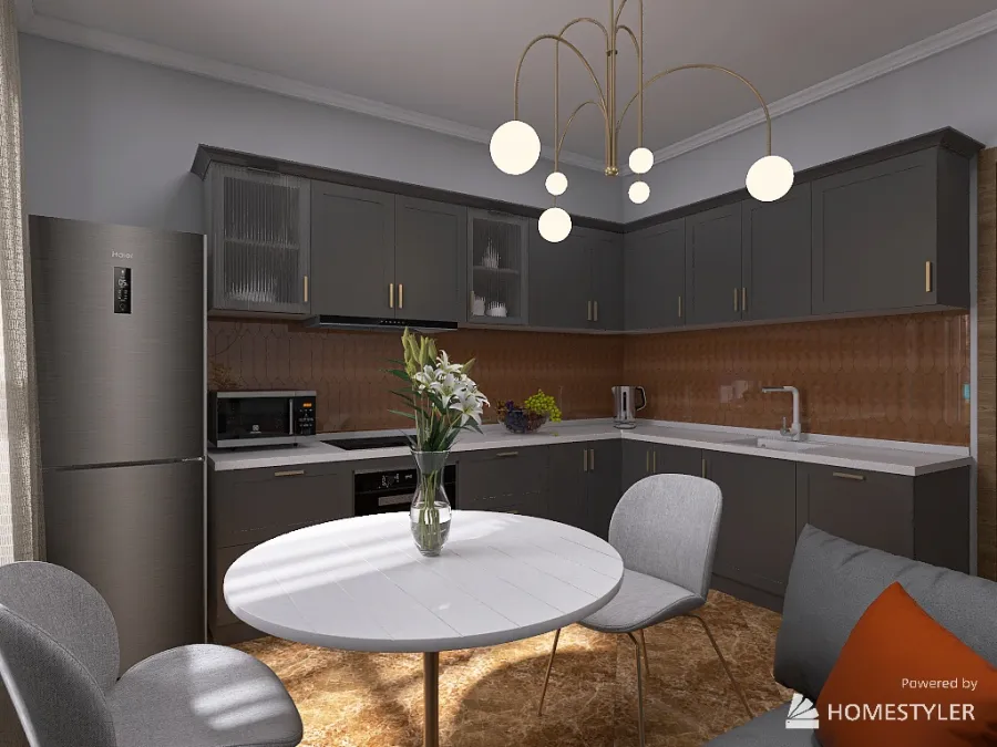 Проект однокомнатной квартиры в Москве 3d design renderings