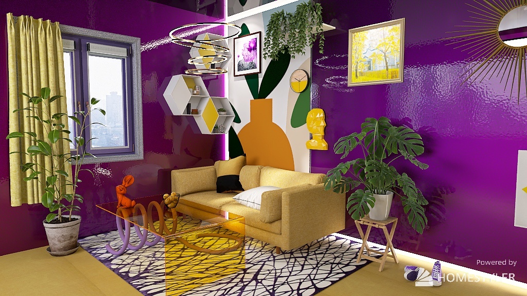 Purple & Yellow 3d design renderings