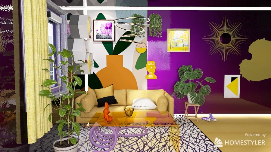 Purple & Yellow 3d design renderings
