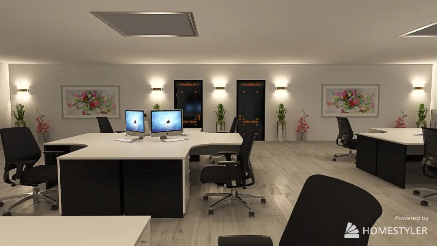 Workspace for employees 3d design renderings