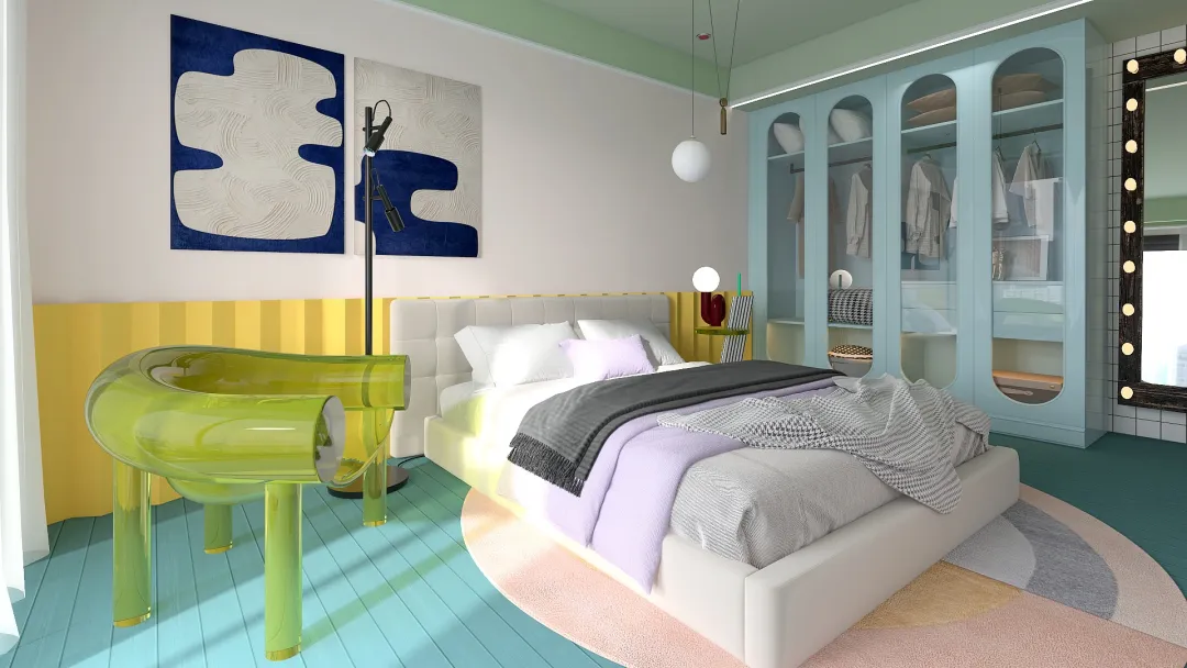 Memphis Bedroom 3d design renderings