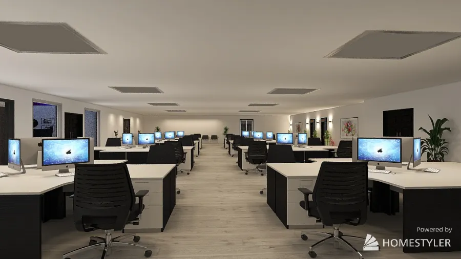 Workspace for employees 3d design renderings