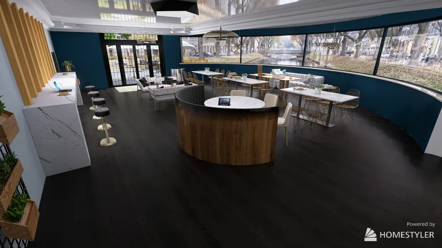 Cafe Sitting Area 3d design renderings