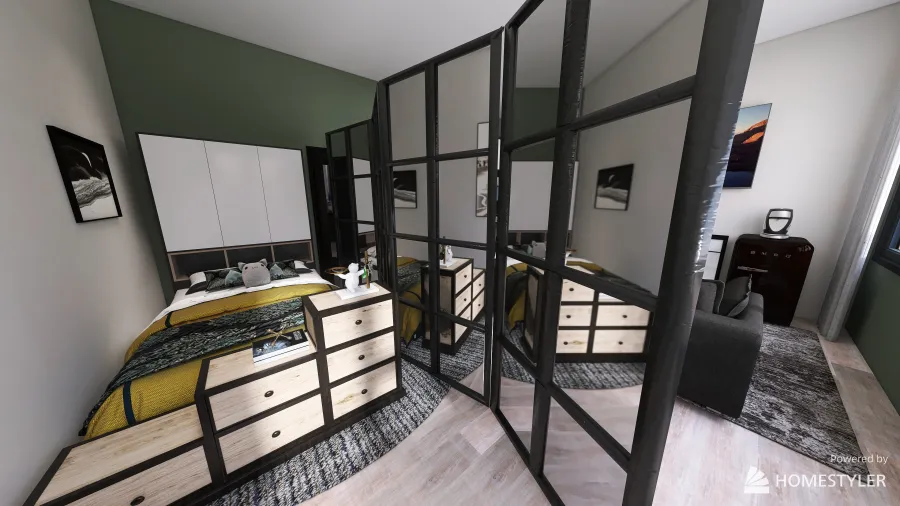 Single dorm room basic 3d design renderings