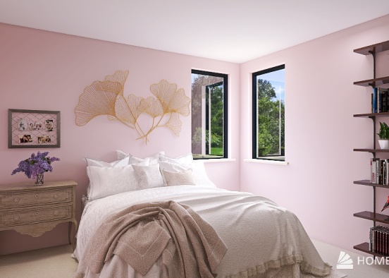 Small Pink Bedroom Design Rendering
