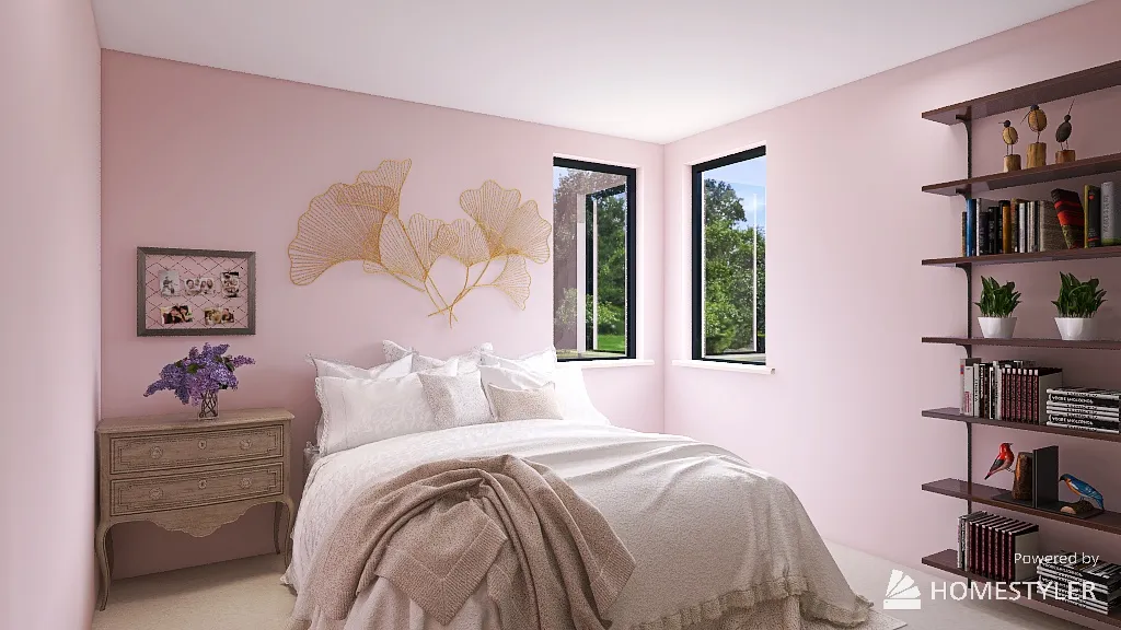 Small Pink Bedroom 3d design renderings