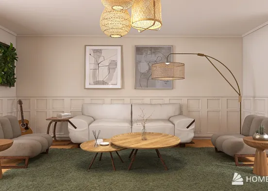 Scandinavian Living Room Benchmark Design Rendering