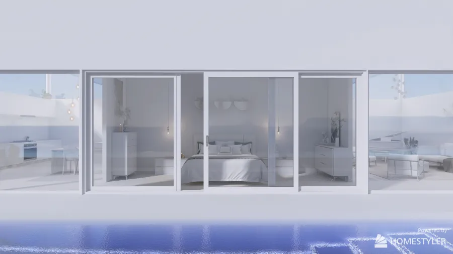 Minimalistic Clean Open Living 3d design renderings