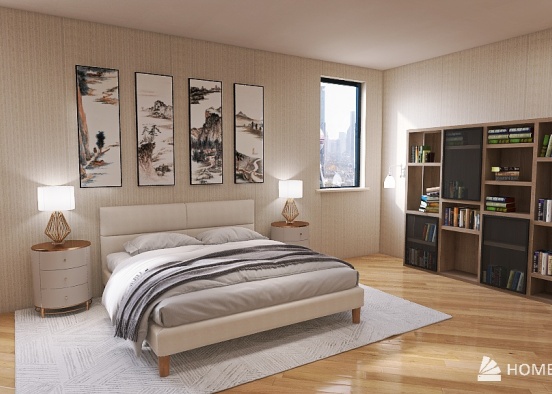 Moderately Modern City Bedroom Design Rendering