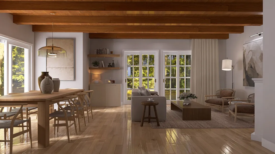 Copy of Fabienne Living Room - Curtain Layout 3d design renderings