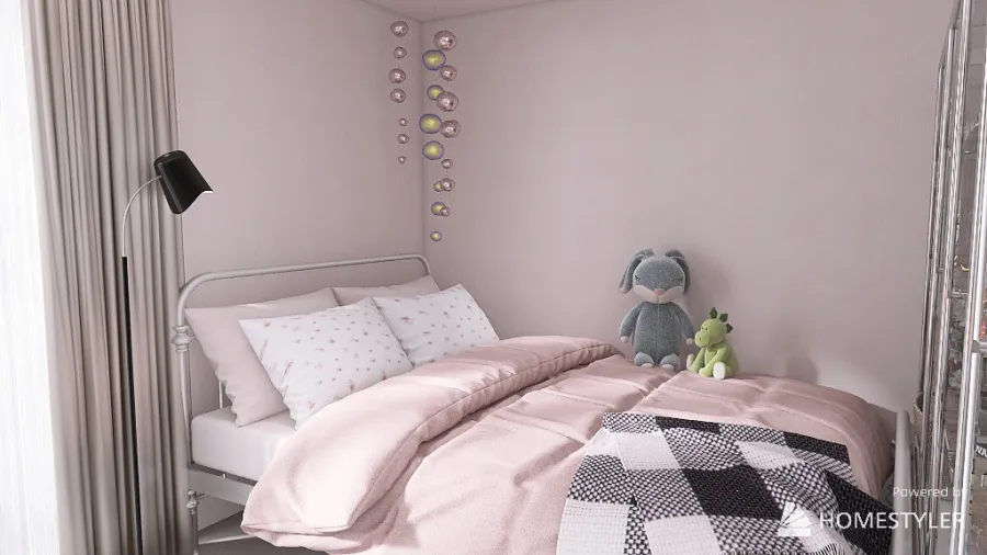 Small Pinky Bedroom 3d design renderings