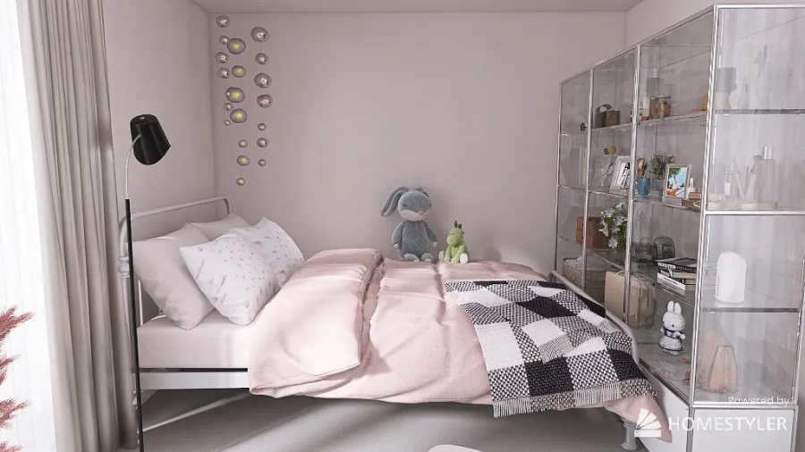 Small Pinky Bedroom 3d design renderings