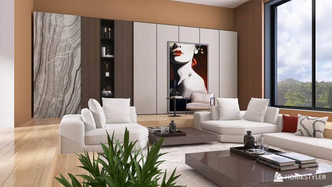 Sunken Living Room 3d design renderings