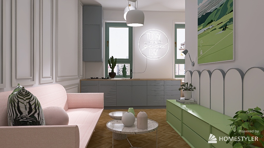 Pastel living room 3d design renderings
