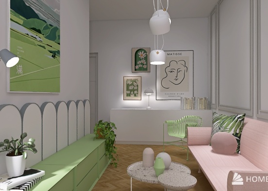 Pastel living room Design Rendering