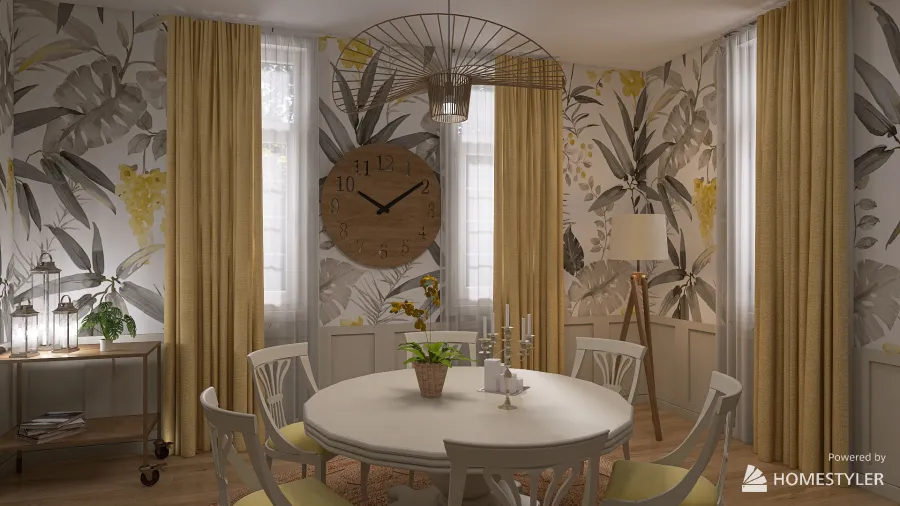 Yellow Dining Room 3d design renderings