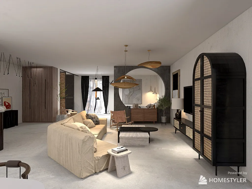 Japandi apartament 3d design renderings