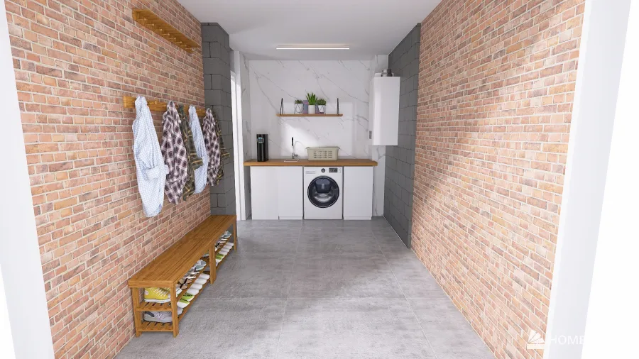 Utility room in garage 3d design renderings