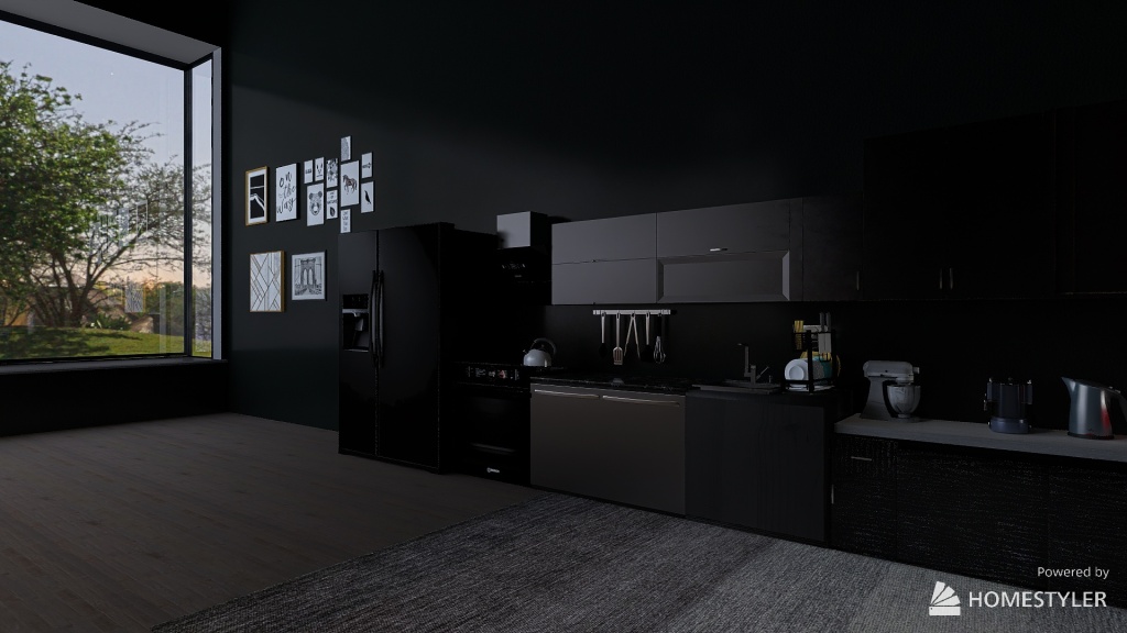 Dark Kitchen 3d design renderings