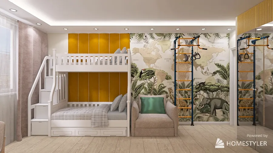 jungle-style children's room 3d design renderings
