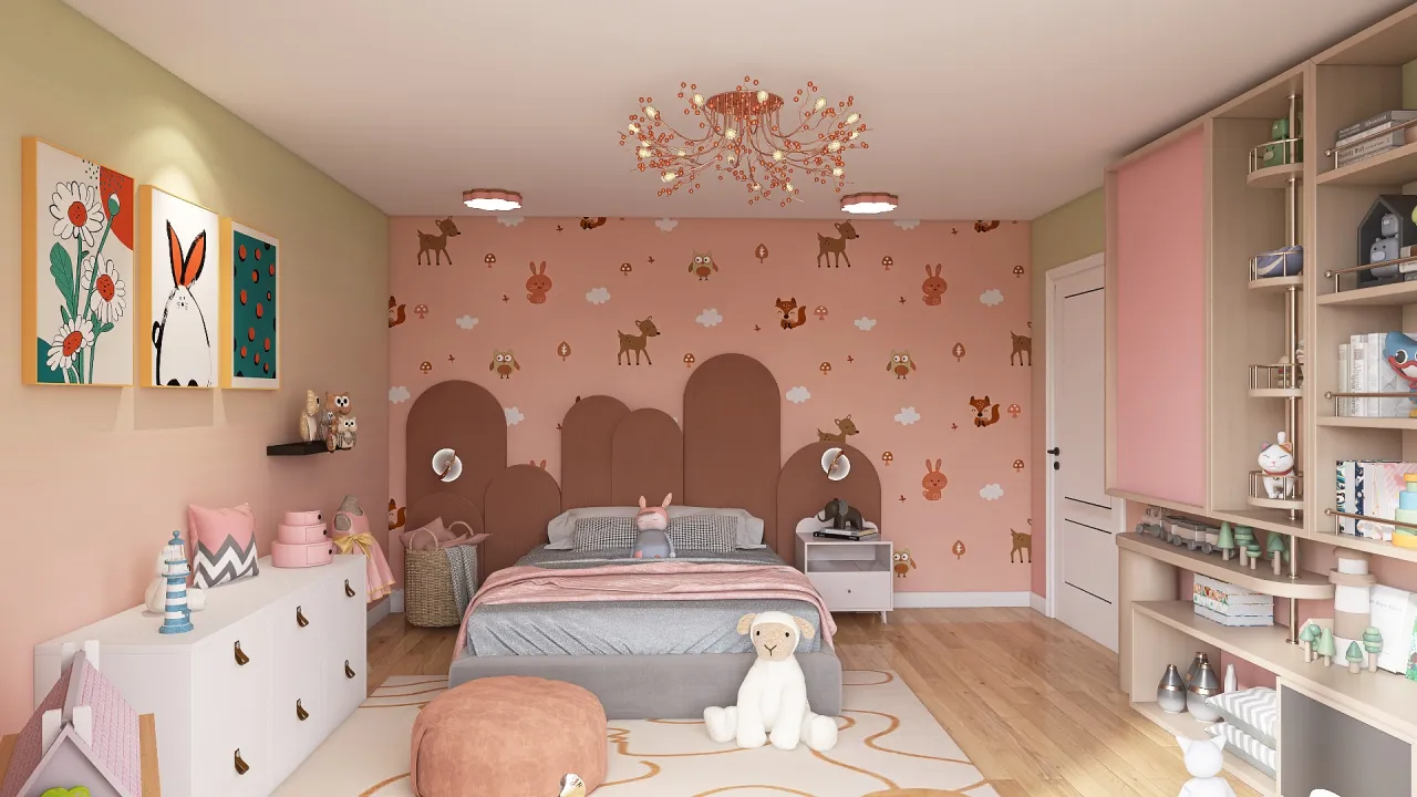 Modern girl´s bedroom 3d design renderings