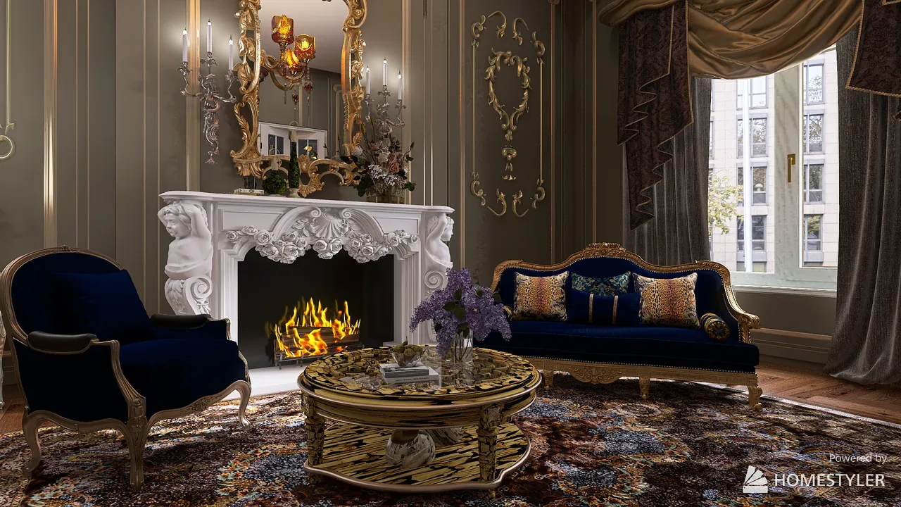 Baroque Sitting Room 3d design renderings