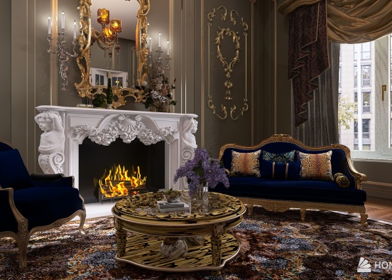 Baroque Sitting Room Design Rendering