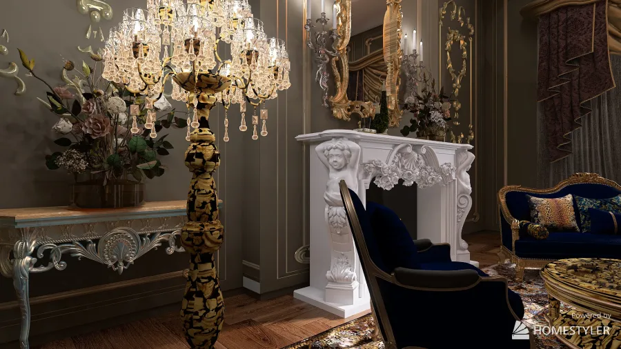 Baroque Sitting Room 3d design renderings