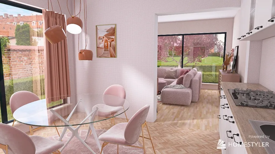 Peach Pink 3d design renderings