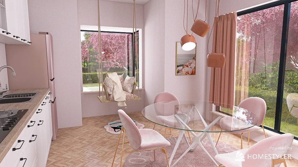 Peach Pink 3d design renderings