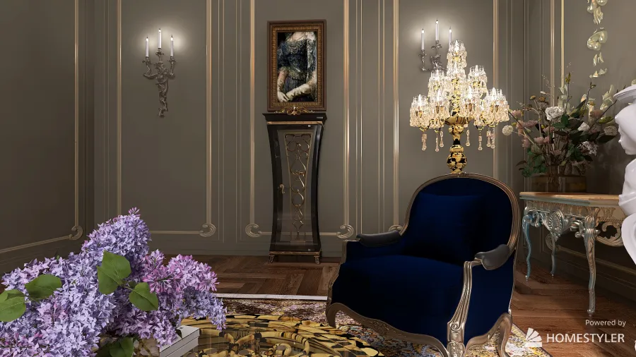 Baroque Sitting Room 3d design renderings