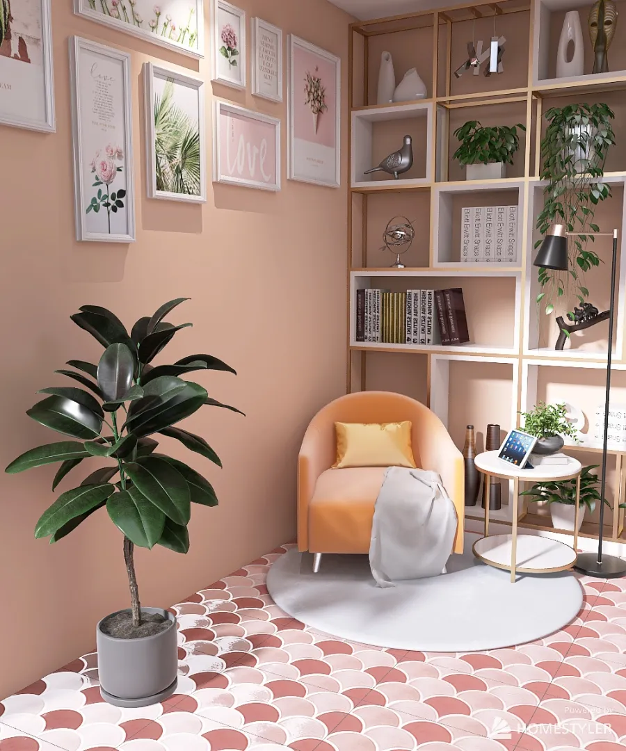 Peach fuzz home office 3d design renderings
