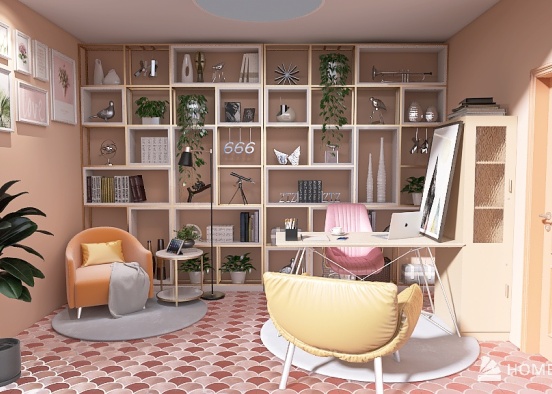 Peach fuzz home office Design Rendering