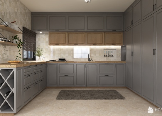 Classic and Modern Kitchen Design Rendering