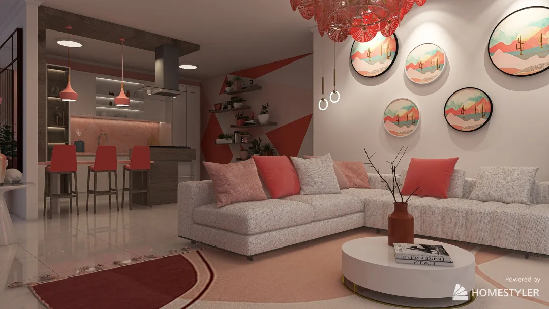 With Peach color 3d design renderings