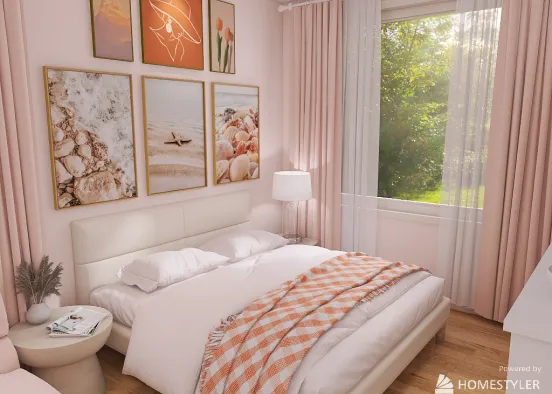 Light Peach Bedroom Design Rendering