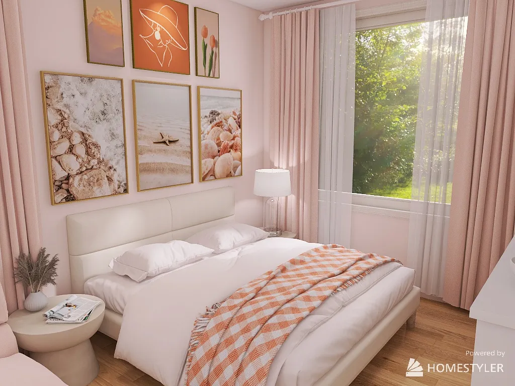 Light Peach Bedroom 3d design renderings
