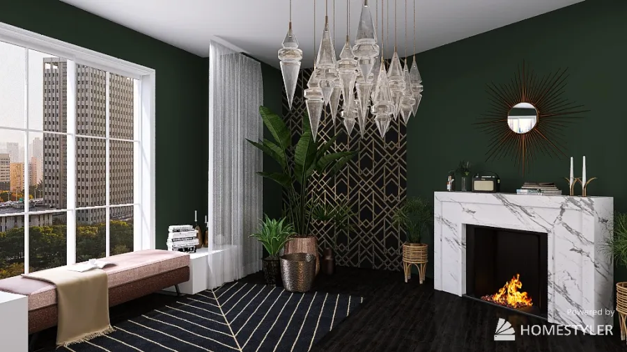 Modern Eclectic Living Room 3d design renderings