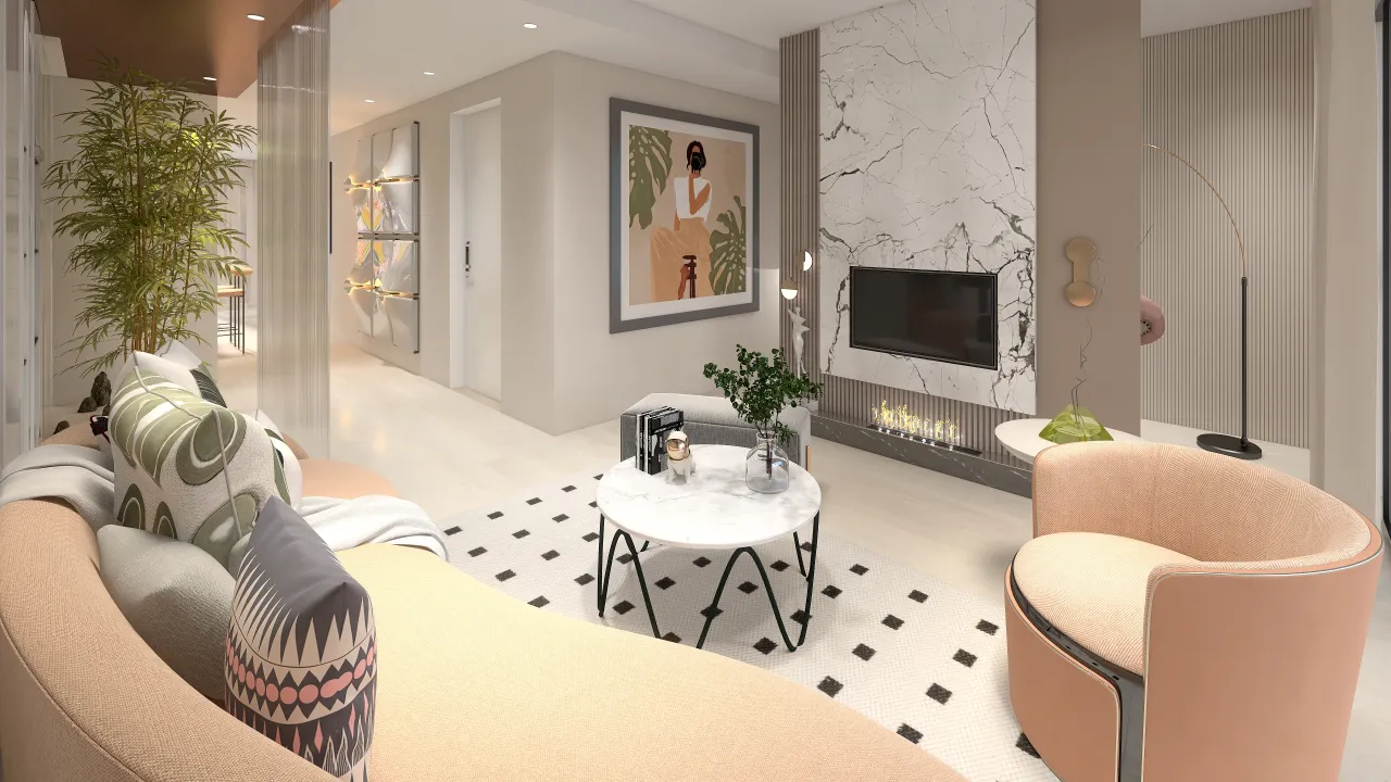 Contemporary 2B Apartment 3d design renderings