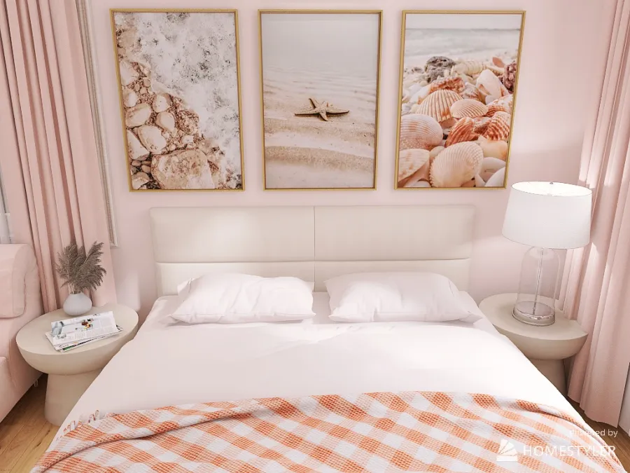Light Peach Bedroom 3d design renderings