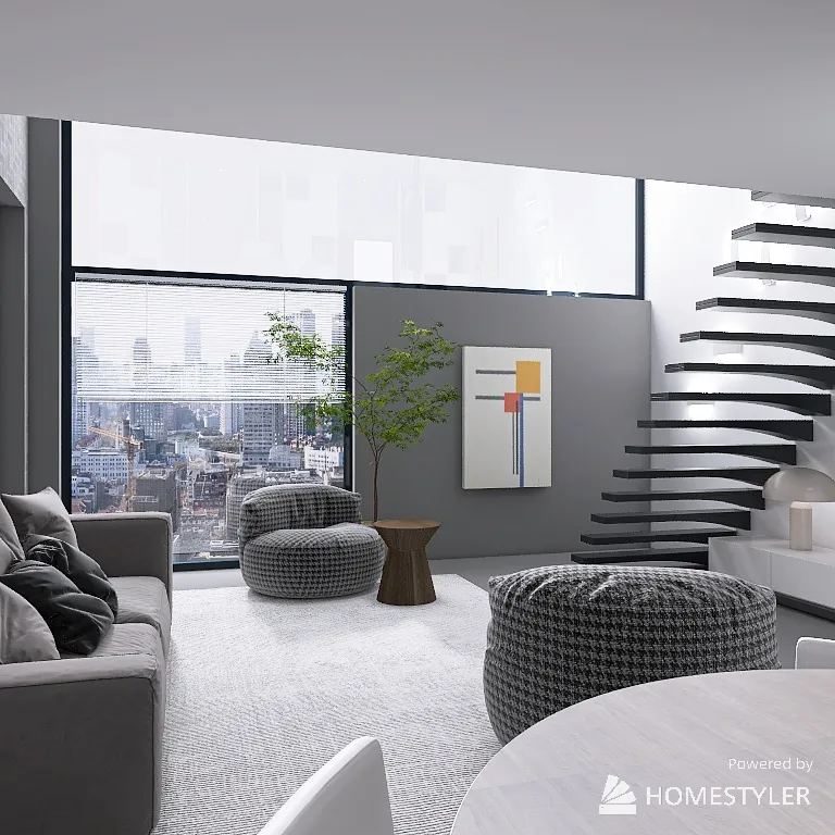 🏢✨ Discover My Loft Project: Minimal Industrial with a Touch of Design! ✨🏢 3d design renderings
