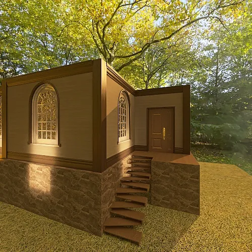 70s cottage 3d design renderings