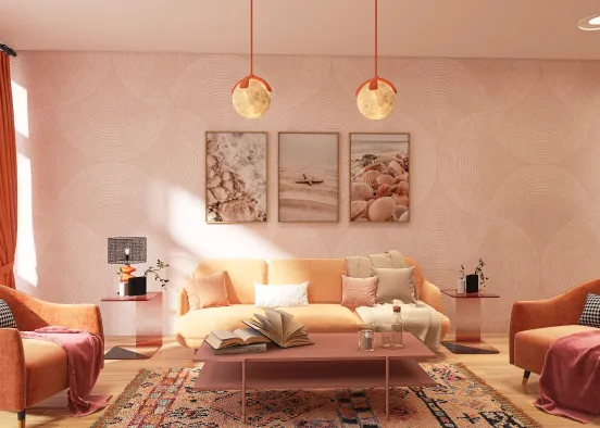 Peach Fuzz living room Design Rendering