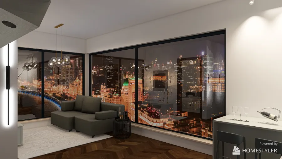 One Bed Apartment 3d design renderings