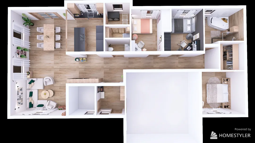 Family home 150m2 + garage 3d design renderings