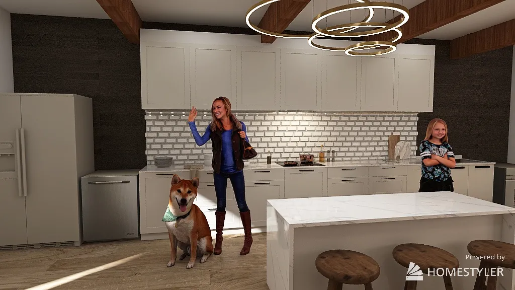 modern farmhouse kitchen 3d design renderings