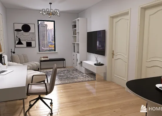 Black and White Inspired Apartment  Design Rendering