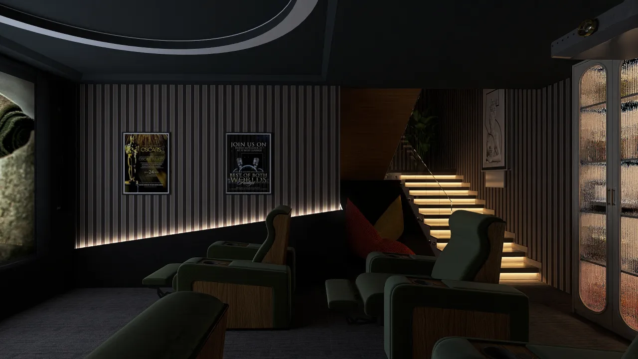 Home Cinema - Game Room 3d design renderings